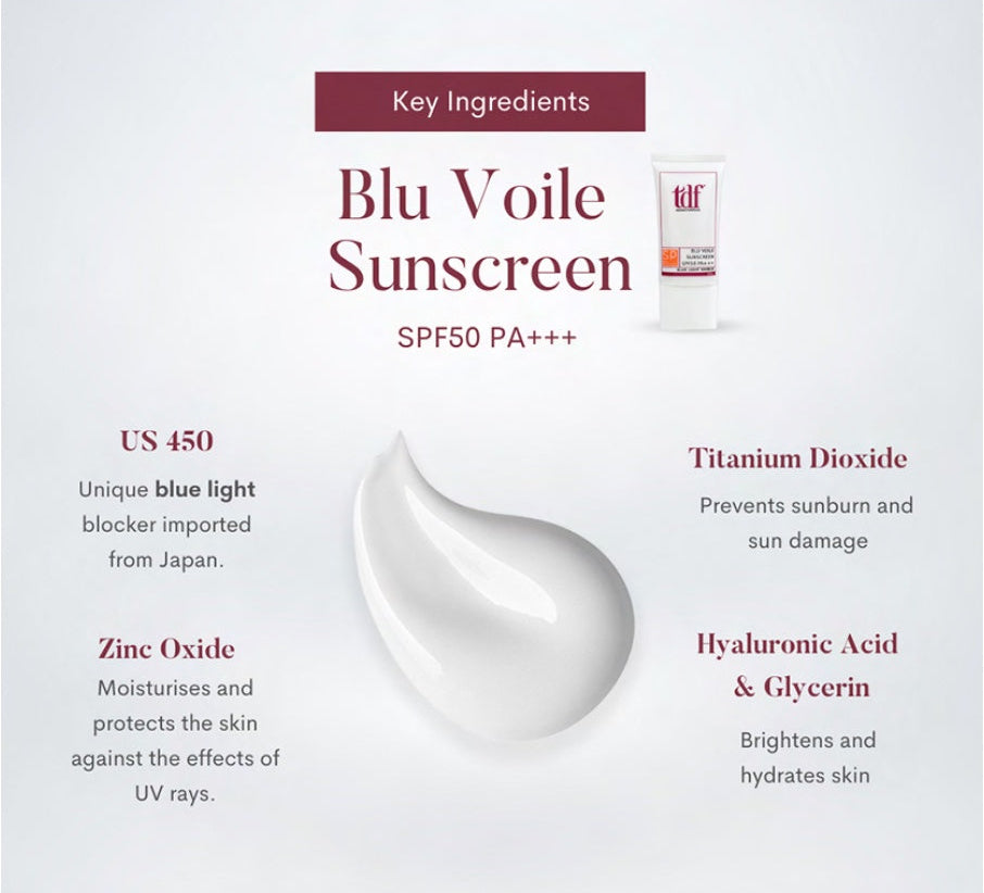 TDF Blu Voile Sunscreen SPF50 PA+++