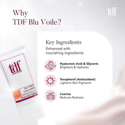 TDF Blu Voile Sunscreen SPF50 PA+++